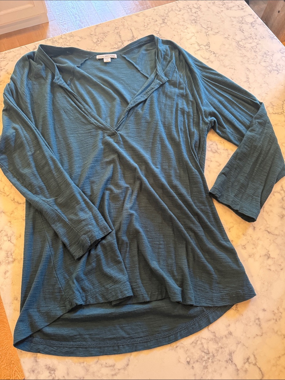 James Perse Slub V-Neck Long Sleeve Top